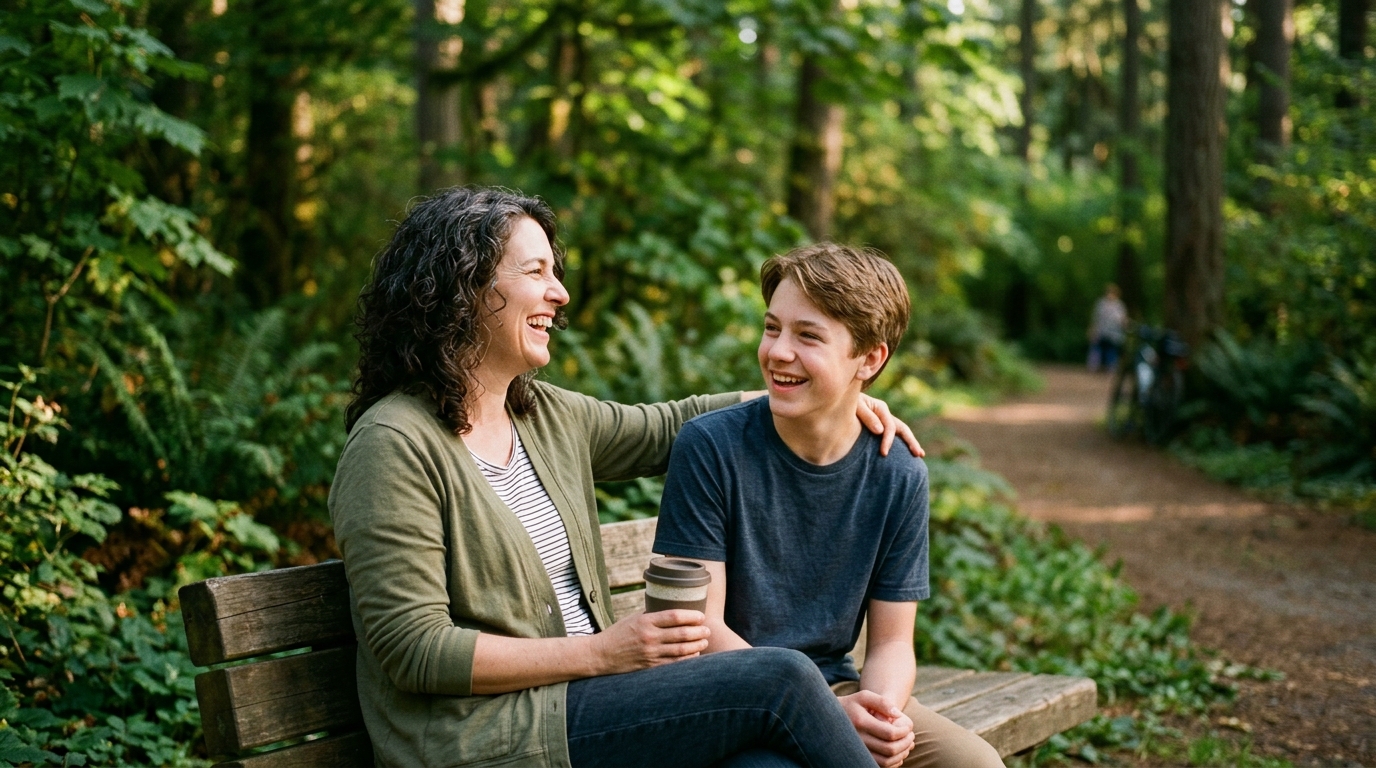 Empathetic connection and understanding between parent and teenager, Portland Oregon